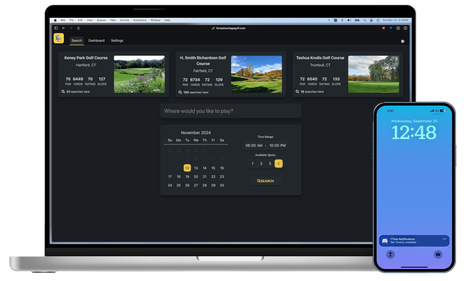 ForeAdvantage Golf UI Mockup